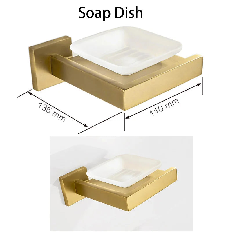 Gold Brushed Bathroom Hardware Towel Bar Rail Toilet