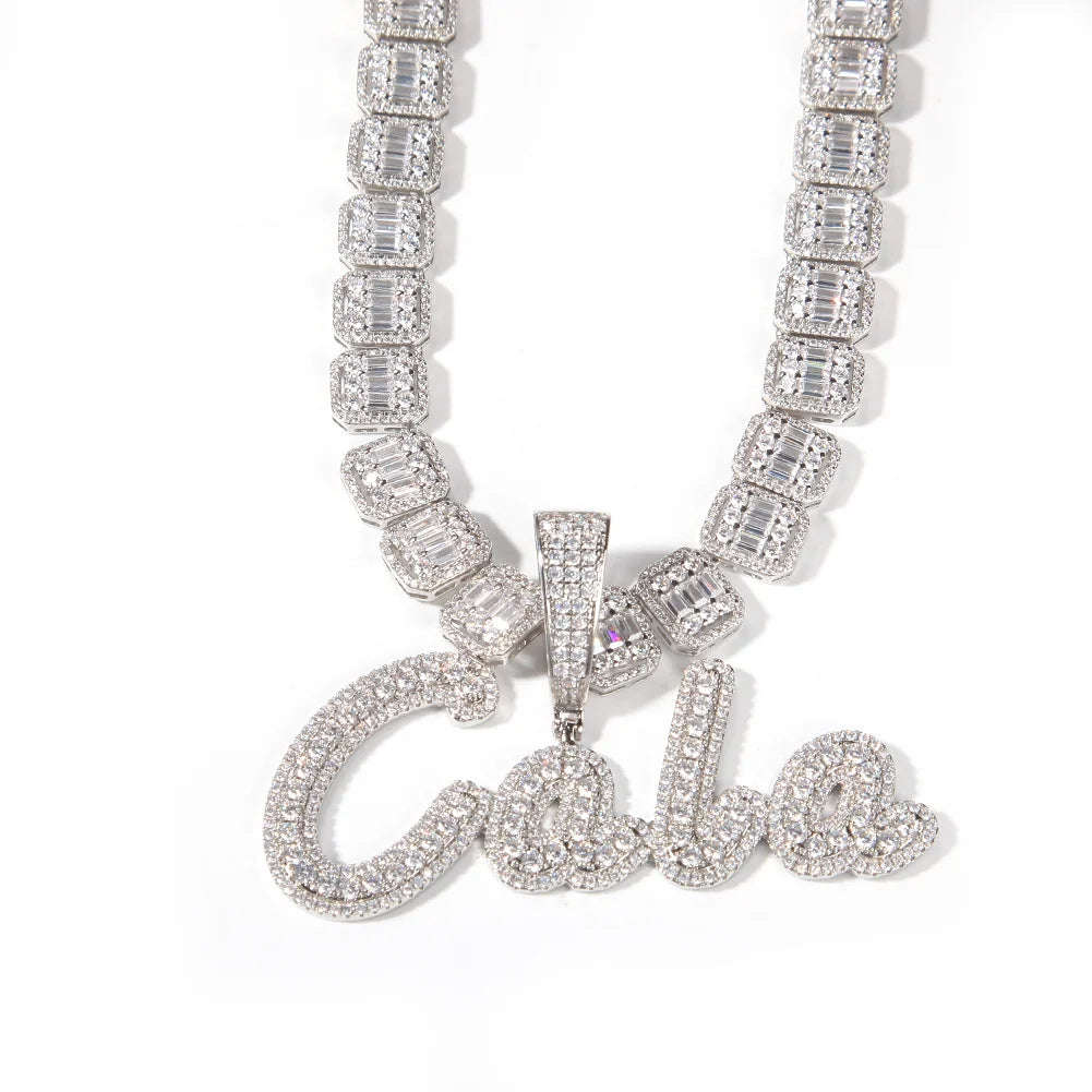 Uwin Custom Name Pendant Brush Cursive Letter Necklace