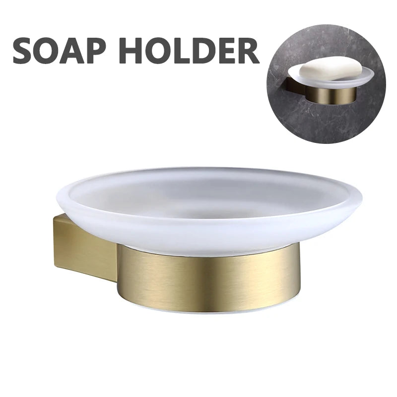 Brushed Gold Towel Ring Holder Bar Rack Brush/Paper
