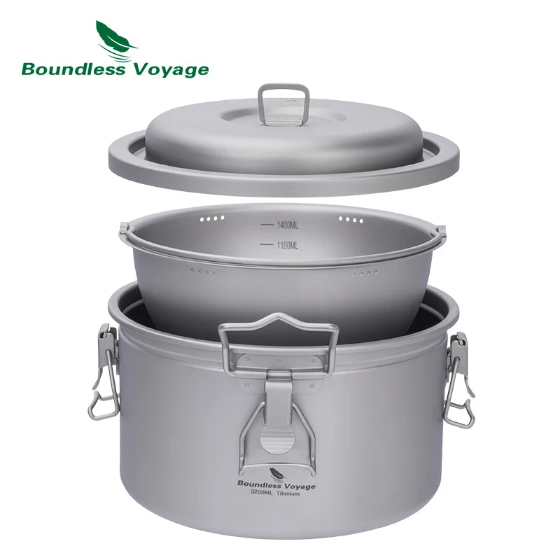 Boundless Voyage Titanium Camping Pot 2l Cooker Ultralight