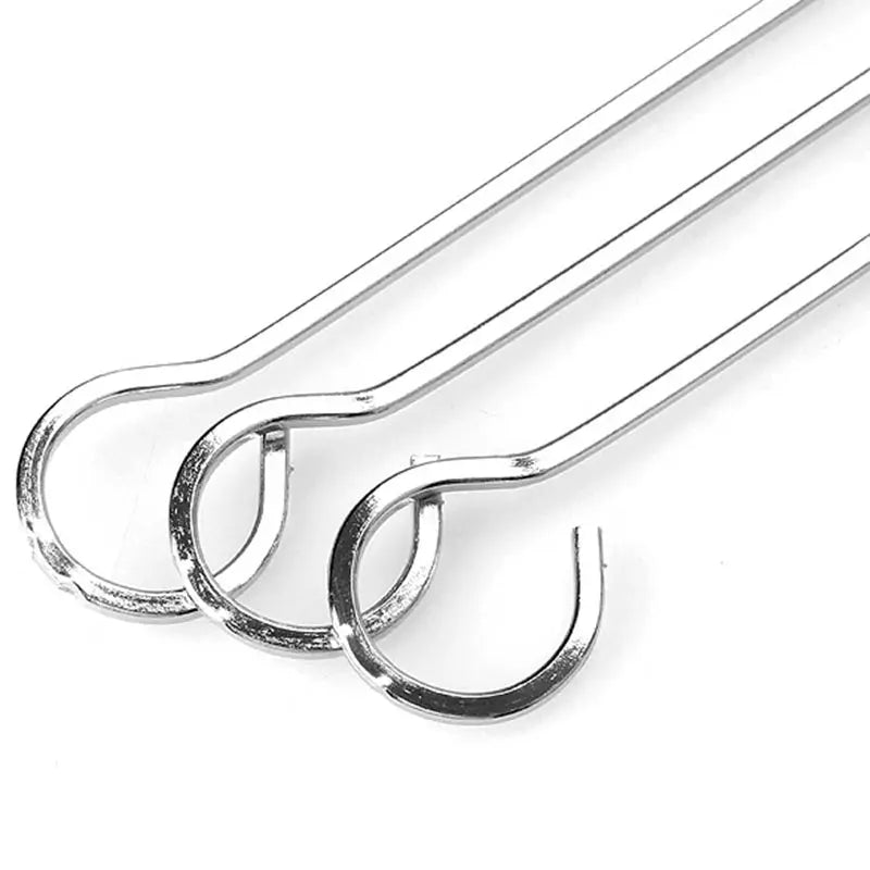 10/12pcs Stainless Steel Barbecue Skewer Reusable Bbq Kebab