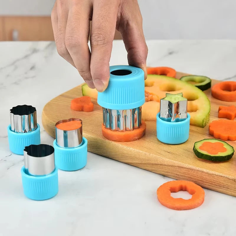 Star Heart Shape Vegetables Cutter Plastic Handle 3pcs