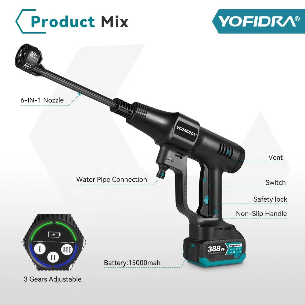 Yofidra 200bar Brushless High Pressure Car Washer Water