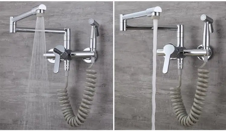 Black Sink Mixer 304 Sus Wall Mounted Foldable