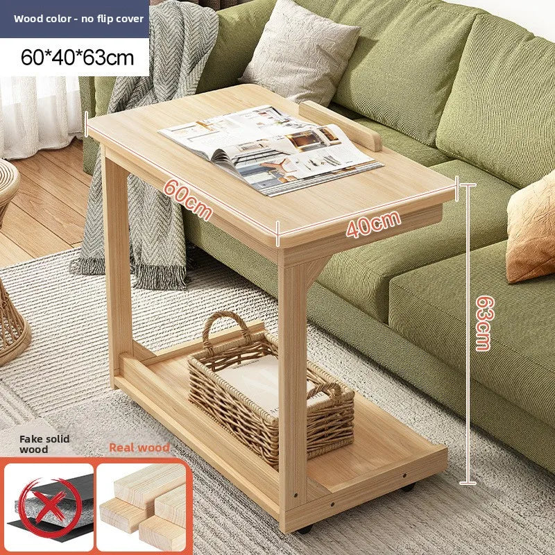 Mobile Solid Wood Coffee Table Living Room Storage