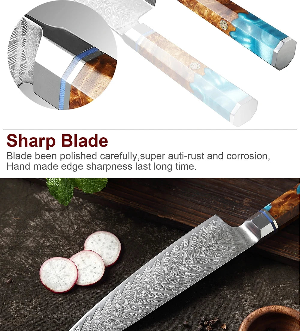 Japanese 67-Layer Damascus Steel Knife Utility Knife Meat