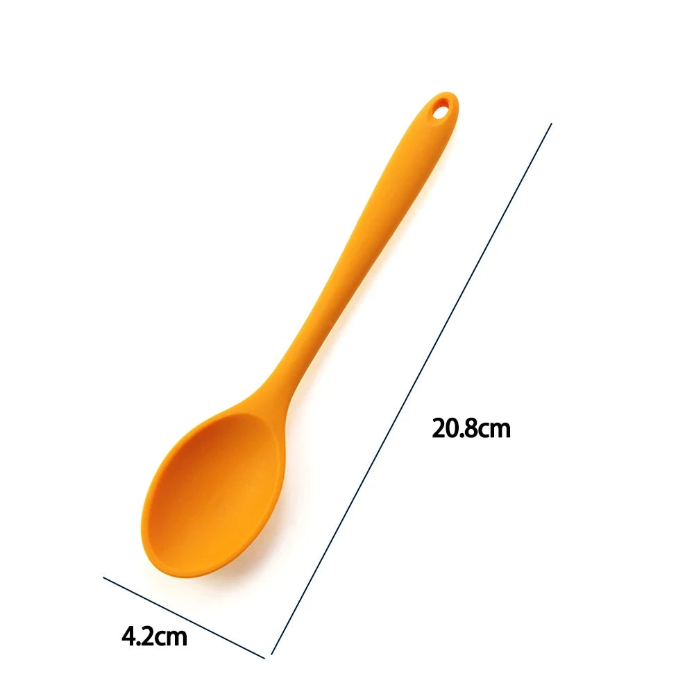 1pc Soft Silicone Spoon Stirring Long Handle Tableware
