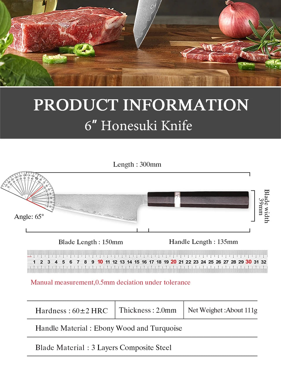 Mostodozo Honesuki Chef Knife Japanese Handmade Composite Steel
