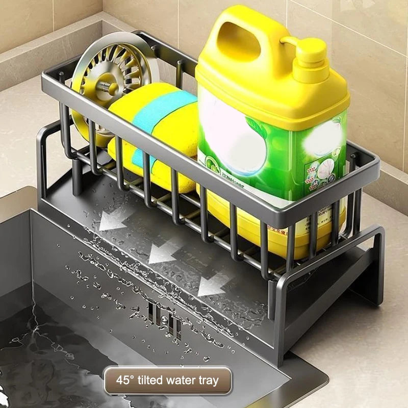 1pc Sponge Drainer Rack Stainless Organizer Bathroom Sink