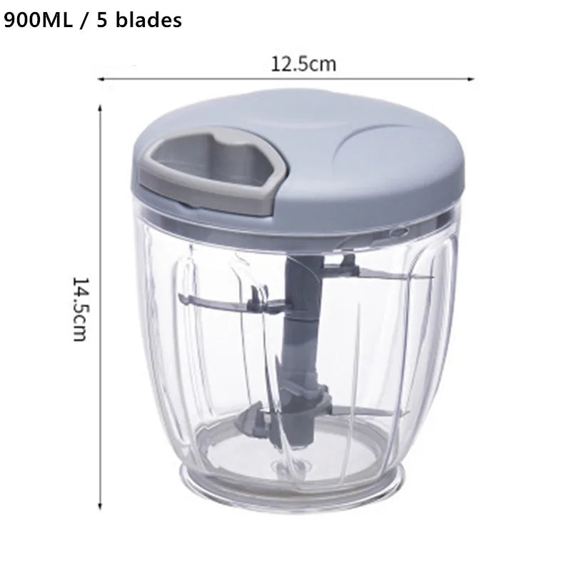 500/900ml Meat Mincer Garlic Chopper Hand Pull Press