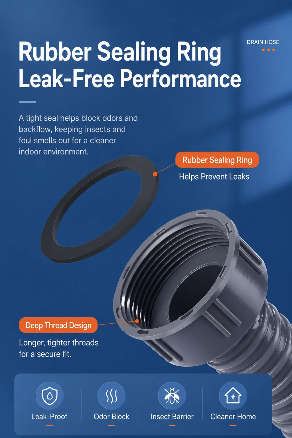 Universal Flexible Sink Drain Pipe Anti-Odor Sewer Hose