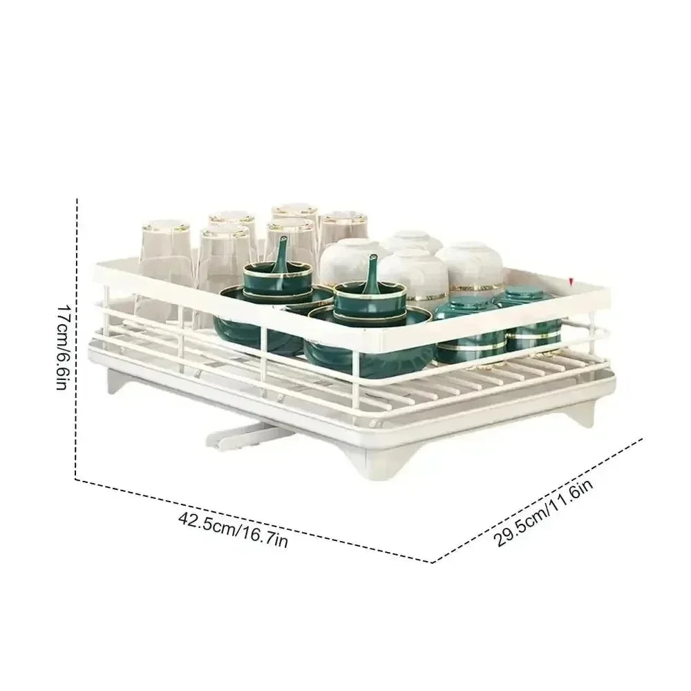 Adjustable Dish Drying Rack Drainboard Organizer Plates Over