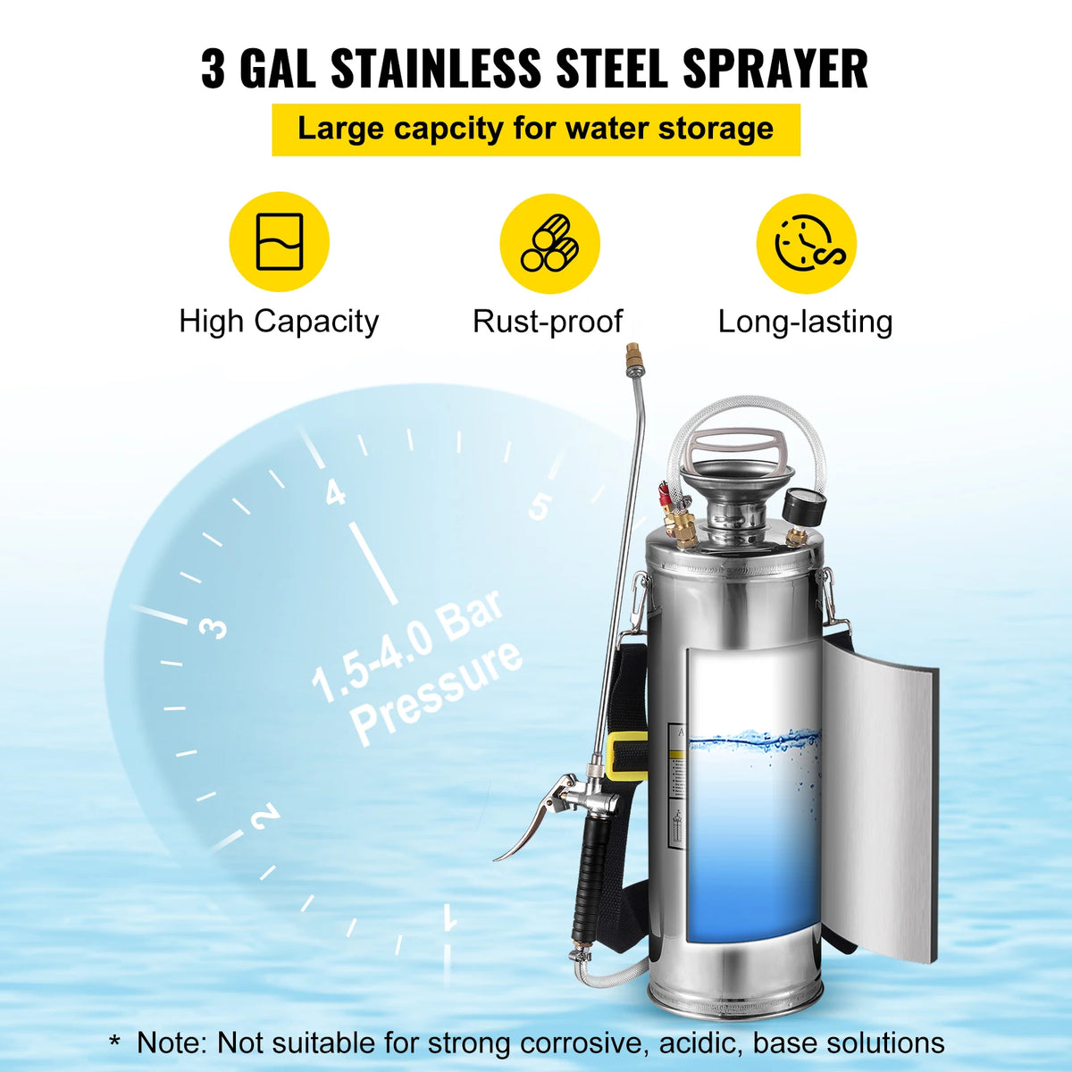 Succebuy 4-12l Hand Powered Sprayer Stainless Steel Watering