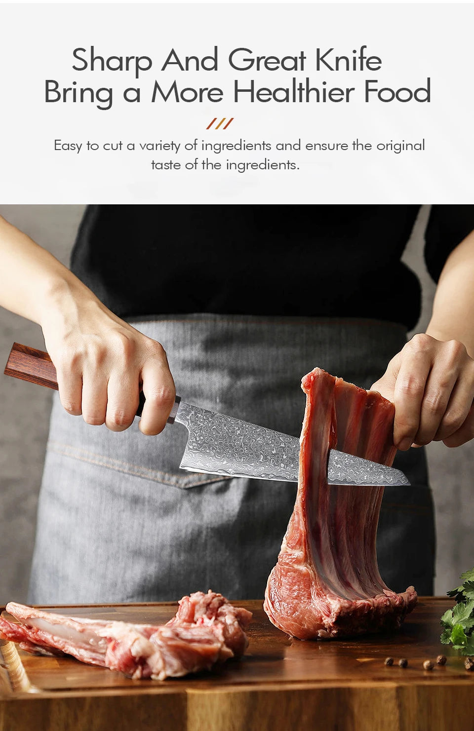 Turwho Japanese Hand Forged Honesuki Chef Knife Damascus