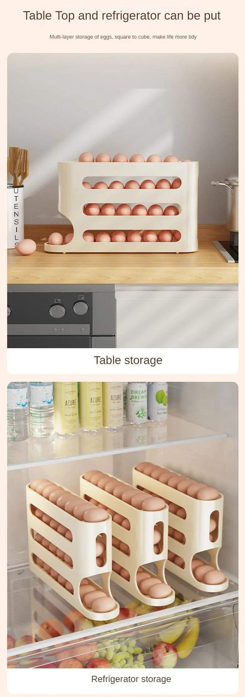 Layers Automatic Rolling Egg Holder Rack Fridge Egg