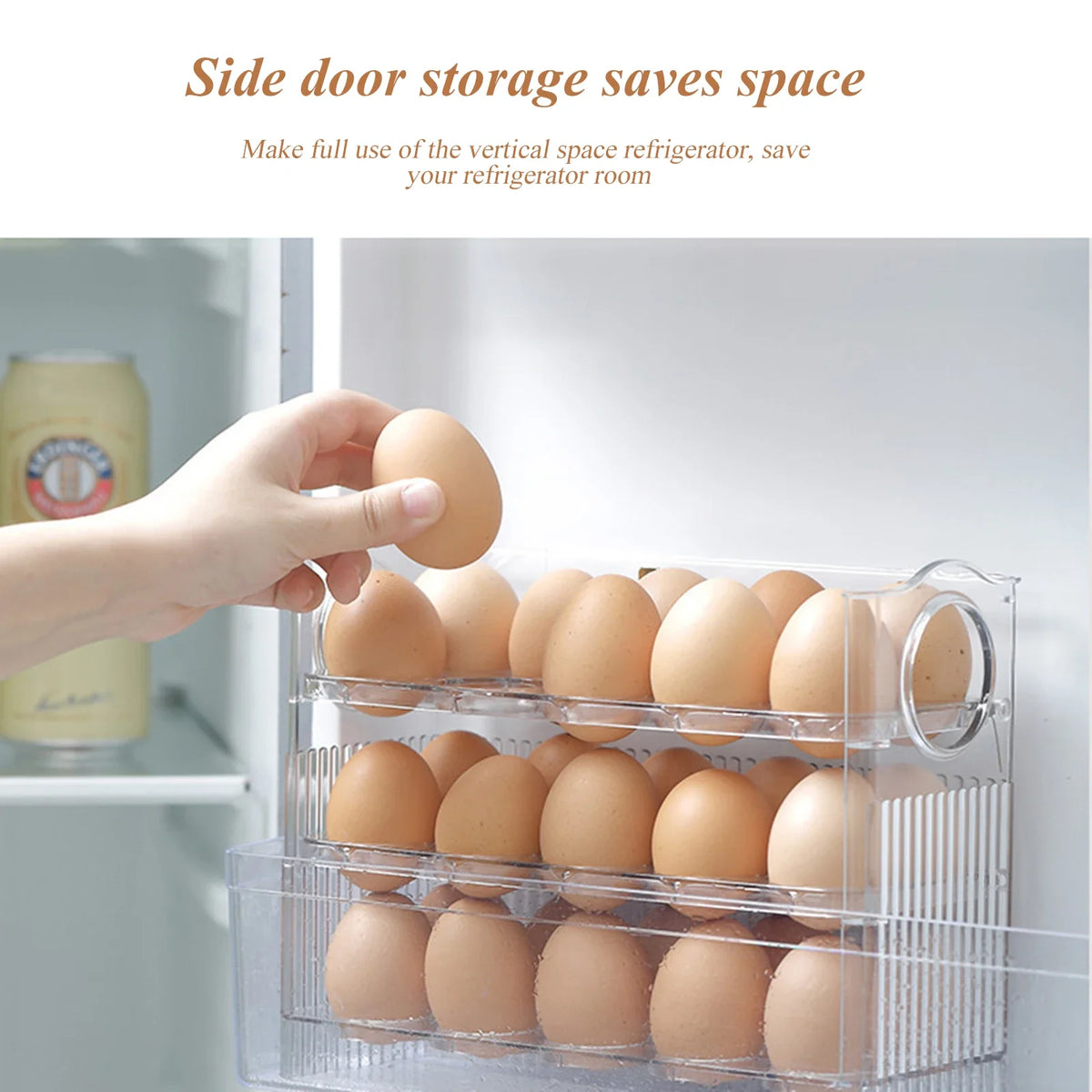 1pcs High-Capacity Multilayer Egg Storage Box Refrigerator Side