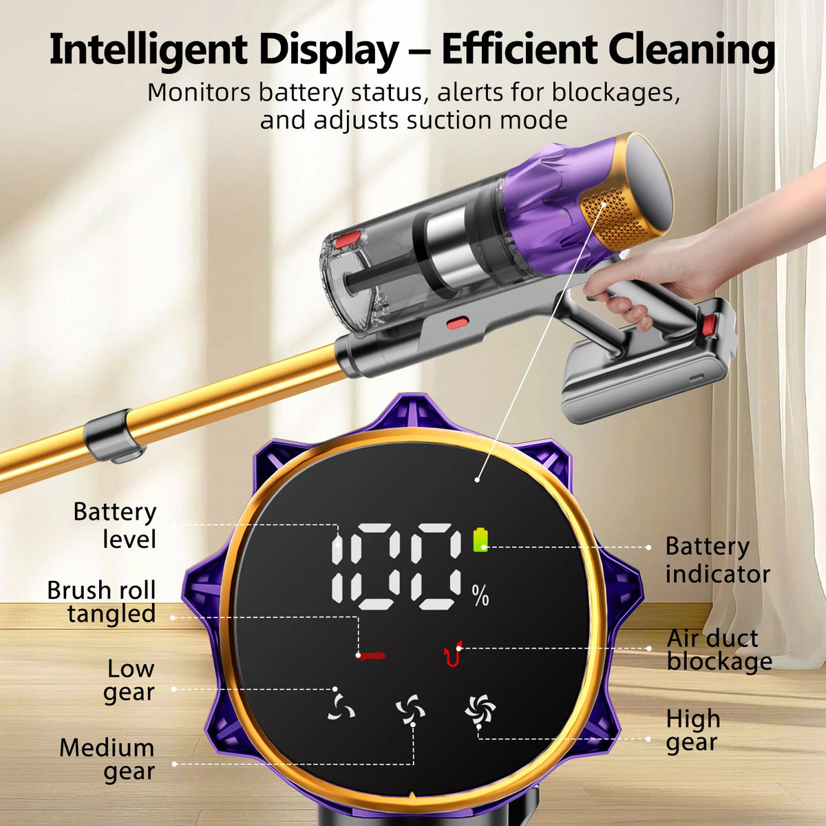 Daccormax Cordless Vacuum Cleaner 70000 Pa 8l Dust