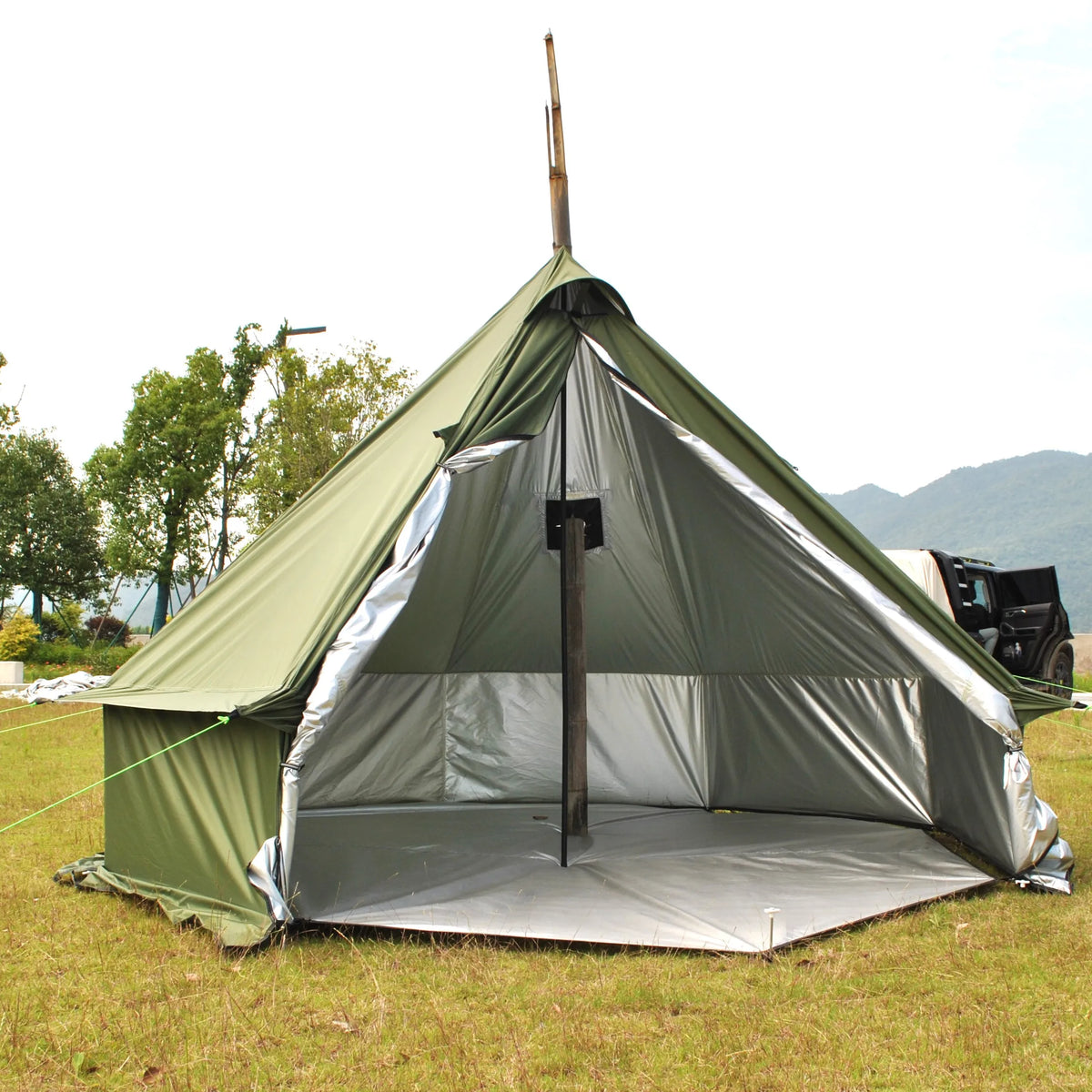 Person Large Pyramid Tent Four Seasons Camping Chimney