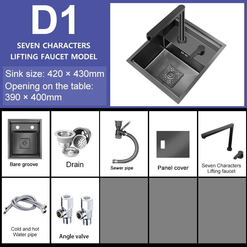 Hidden Sink Bar Sink Kit Folding Faucet Drain