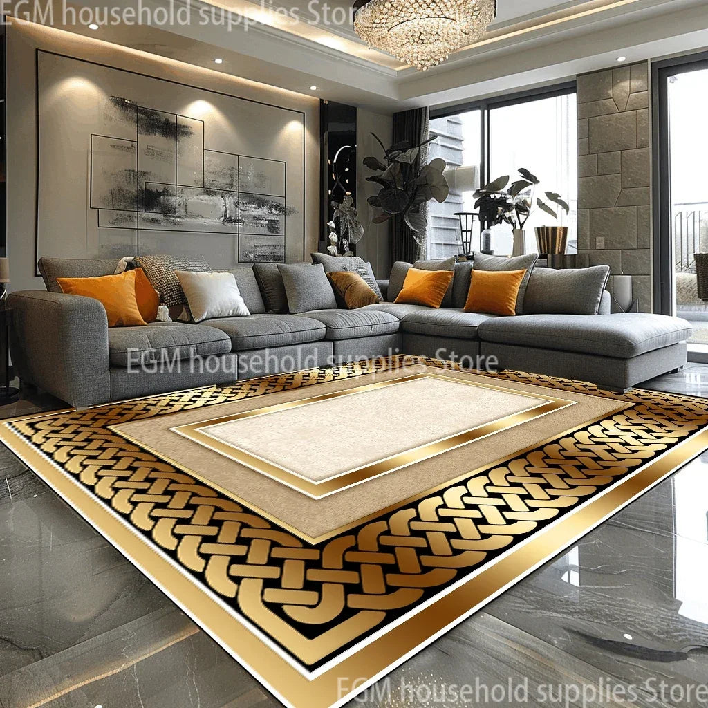 European Style Luxury Large Rugs Living Room Black