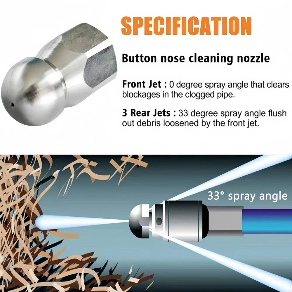 5m-50m Sewer Drainage Cleaning Hose Pipe Cleaning Kit