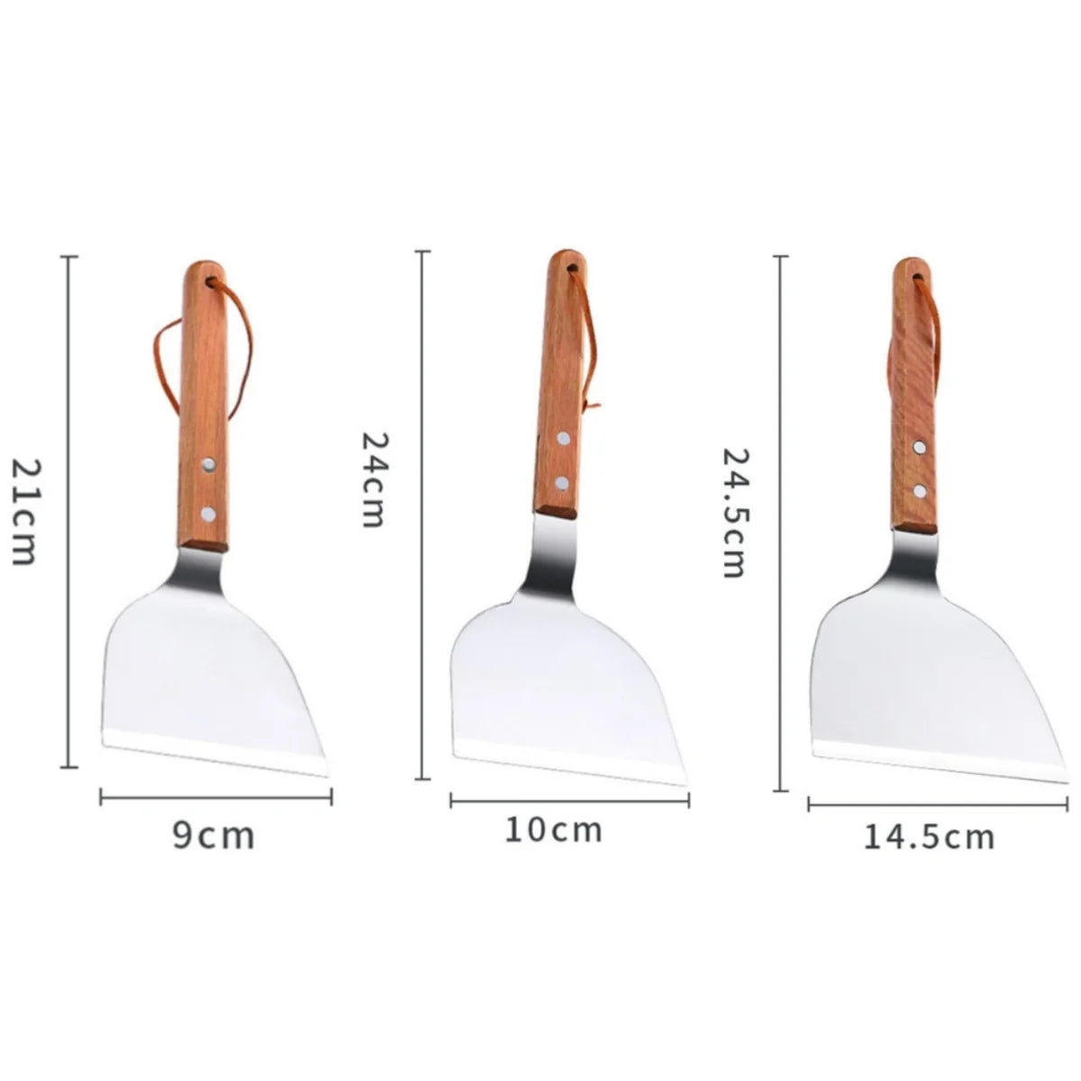Stainless Steel Wooden Handle Teppanyaki Shovel Non-Slip Frying