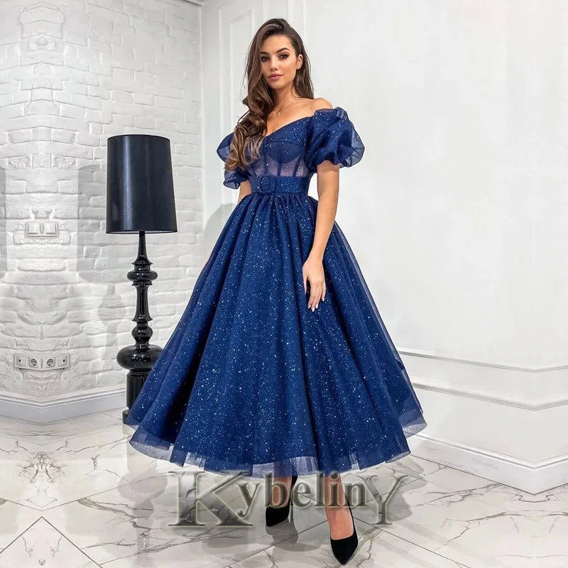 Kybeliny Graceful Evening Dresses Women Crytalsone-Shoulder