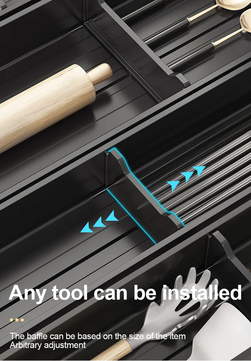 Adjustable Dish Rack Under Cabinet Drawer Spoon Chopsticks