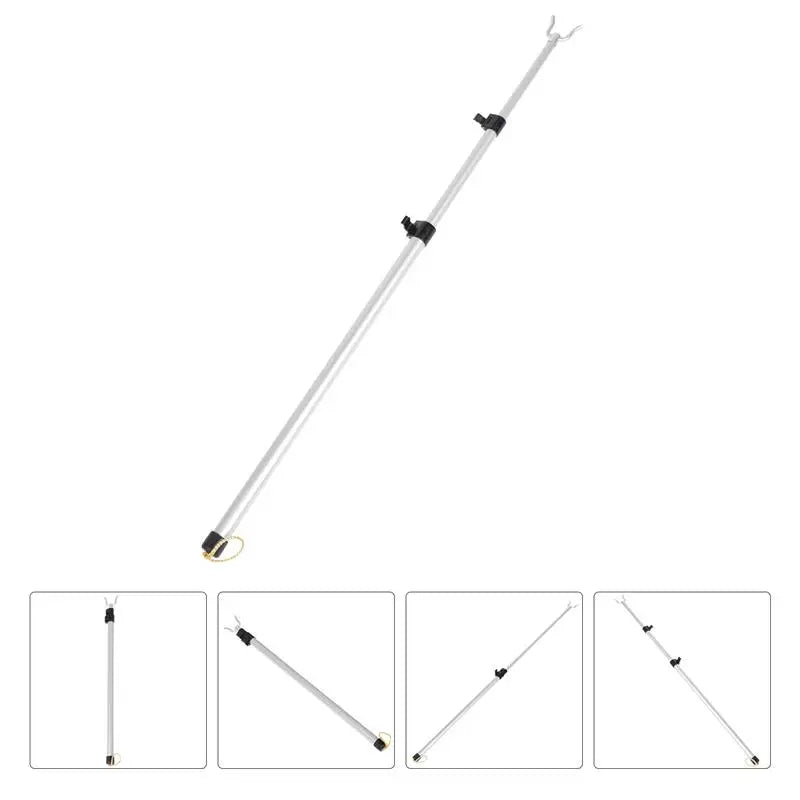 Silver Adjustable Telescopic Clothesline Pole Closet Hanger
