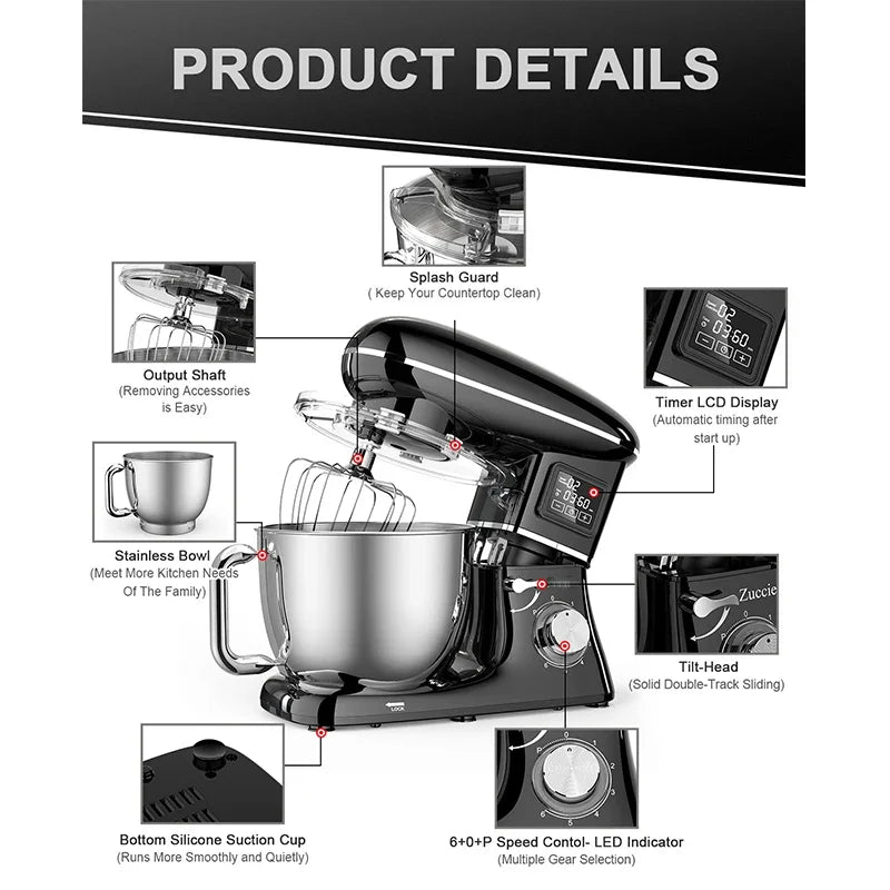 220v Powerful Stand Mixer Electric Blender Automatic Timing