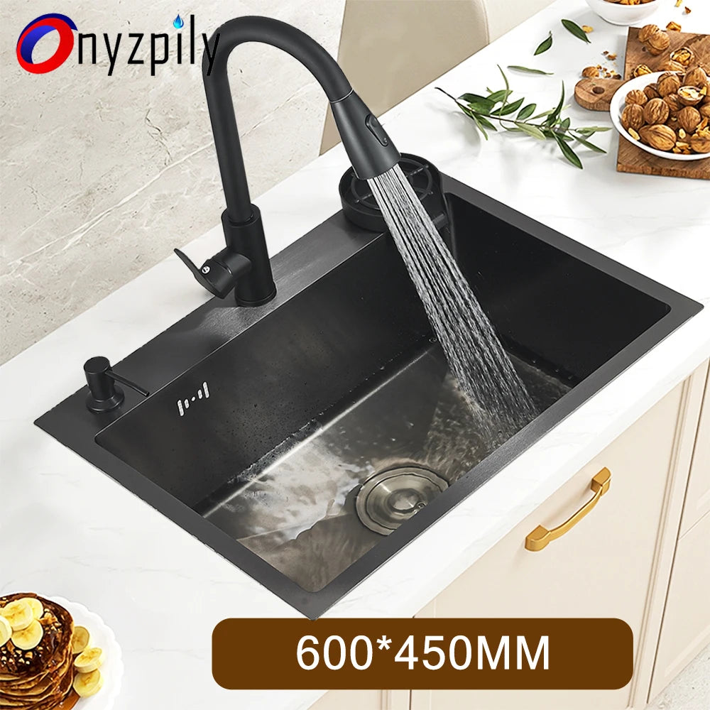 Stainless Steel Sink Large Integrated Faucet Sink Dish