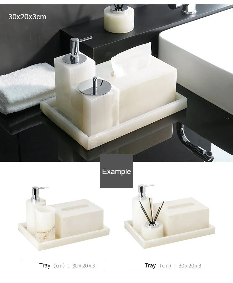 White Onyx Natural Marble Bathroom Luxury Soap Dispenser