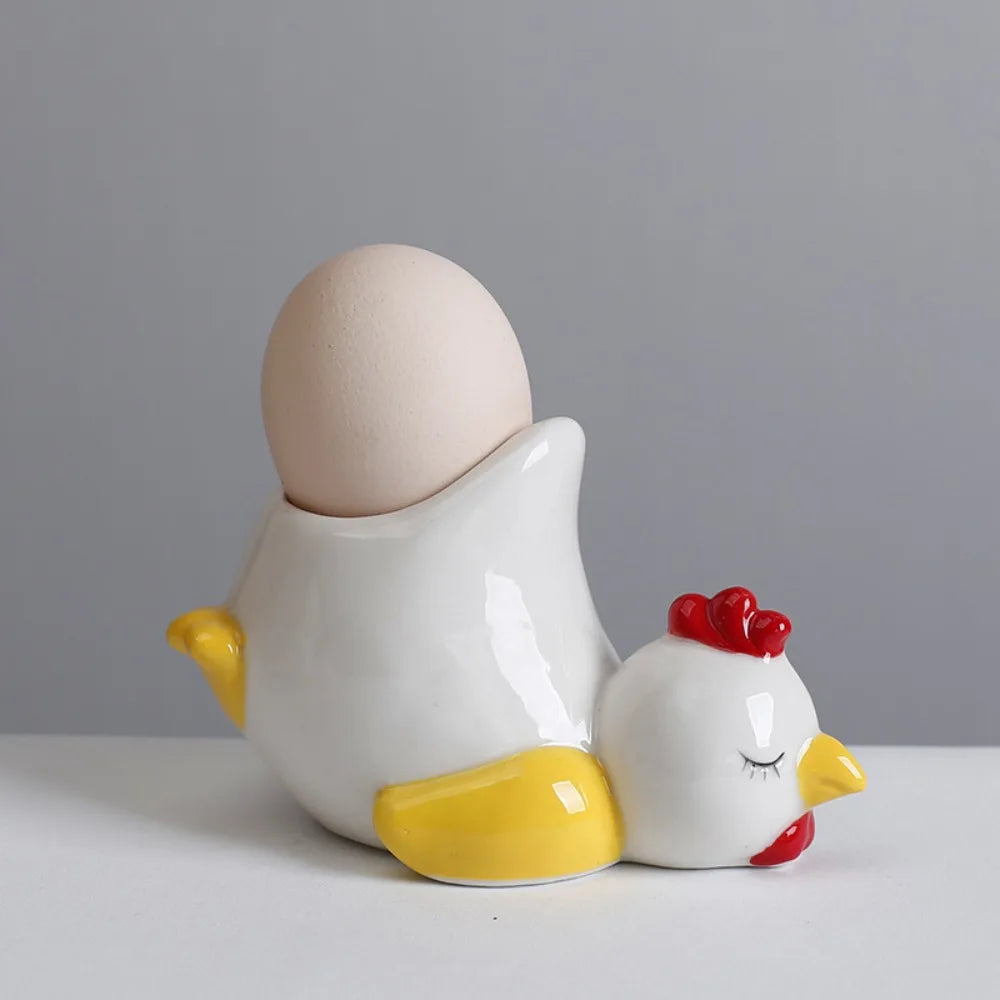 Ceramic Chicken Egg Cup Holders Funny Animal Creative