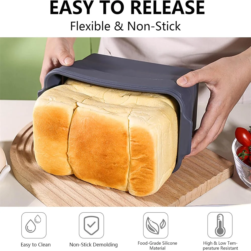 Collapsible Silicone Bread Loaf Pan Lid Nonstick Baking