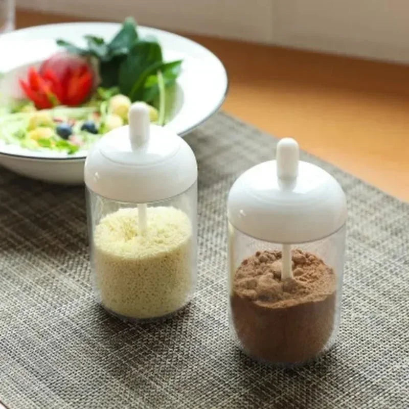 Round Spice Jar Lid Spoon Seasoning Bottle Condiment