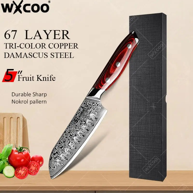 Tamzuo Santoku Knife Japanese Hand Forged Damascus Steel