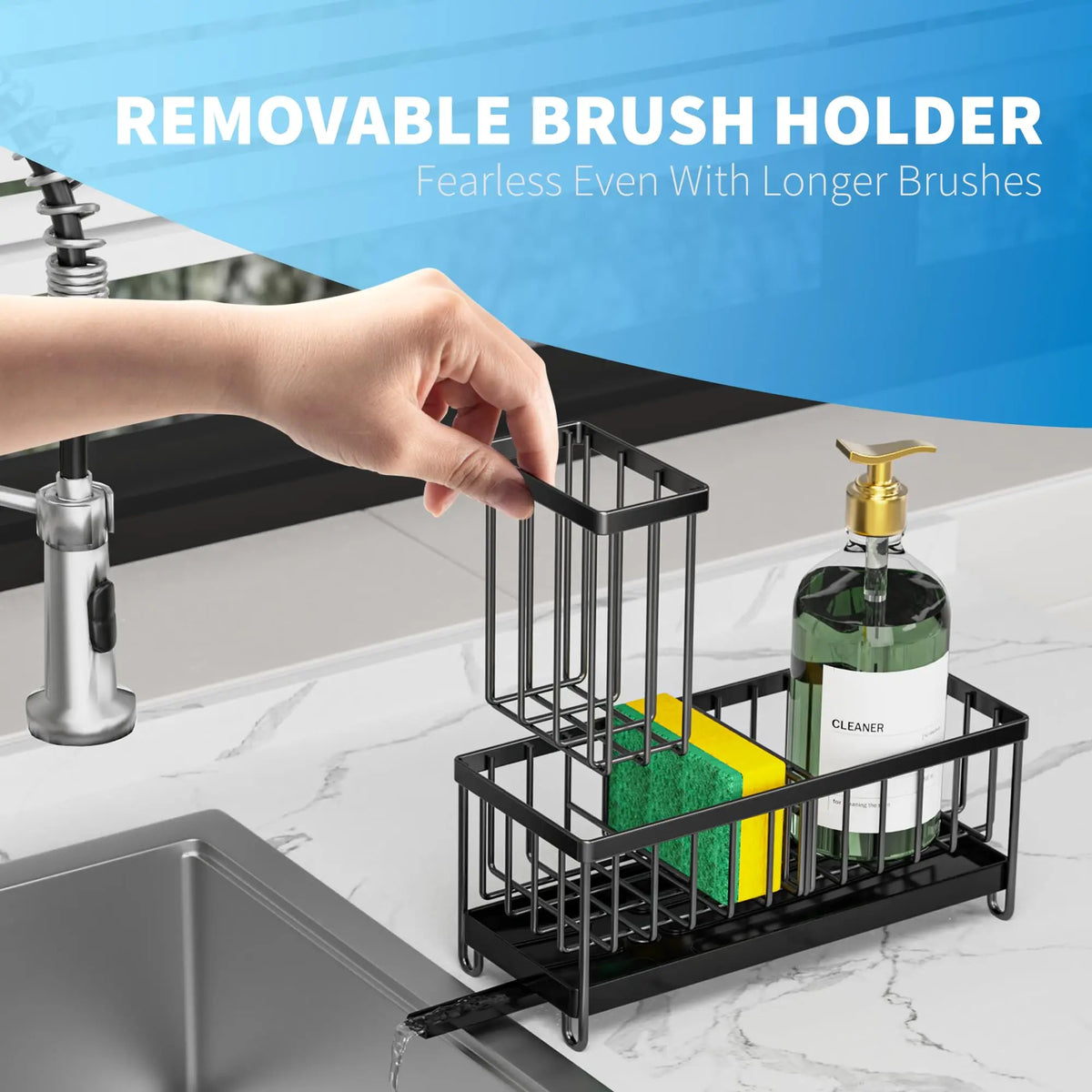 Sink Sponge Holder High Brush Rack Essential Countertop