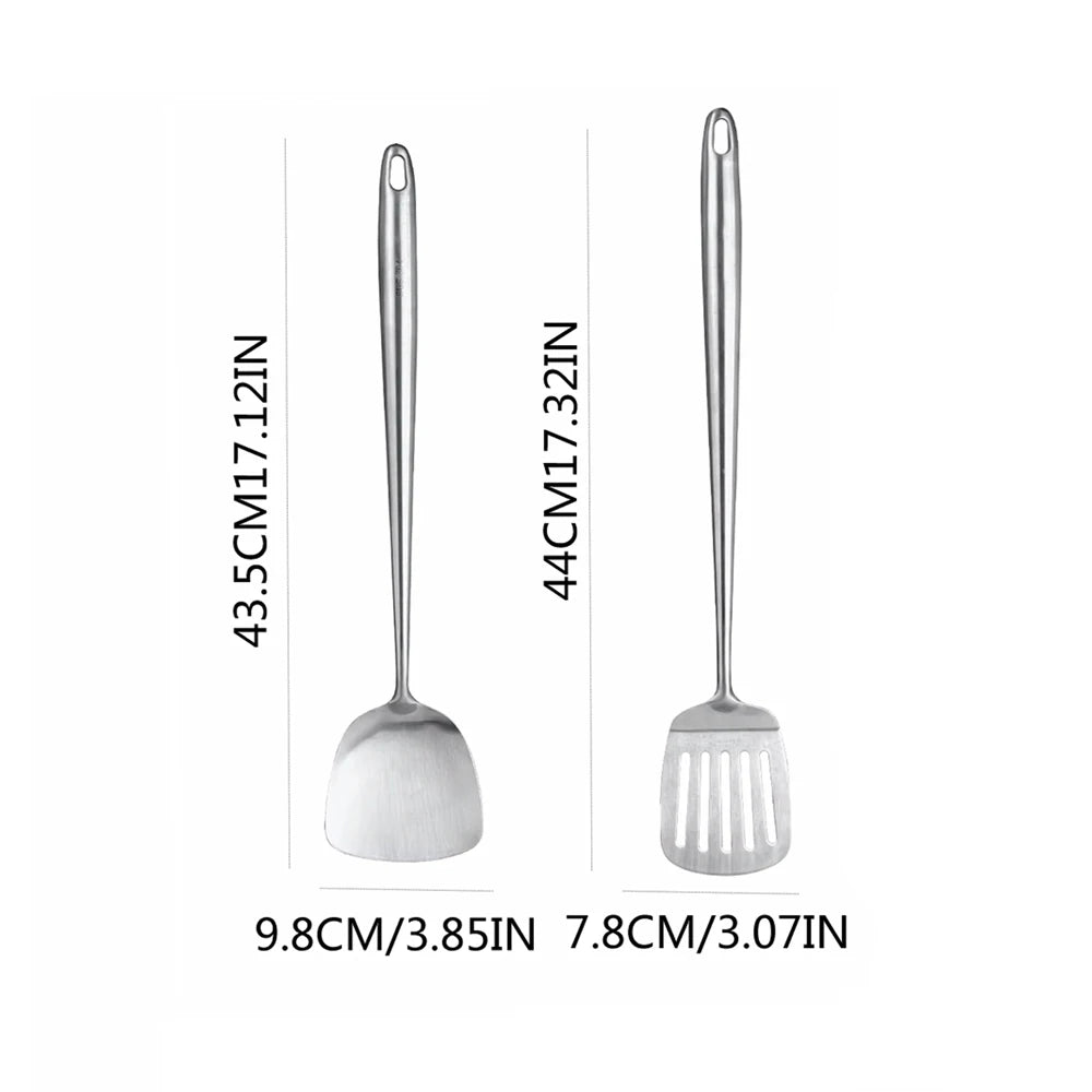 316 Stainless Steel Wok Spatula Metal Utensils Slotted
