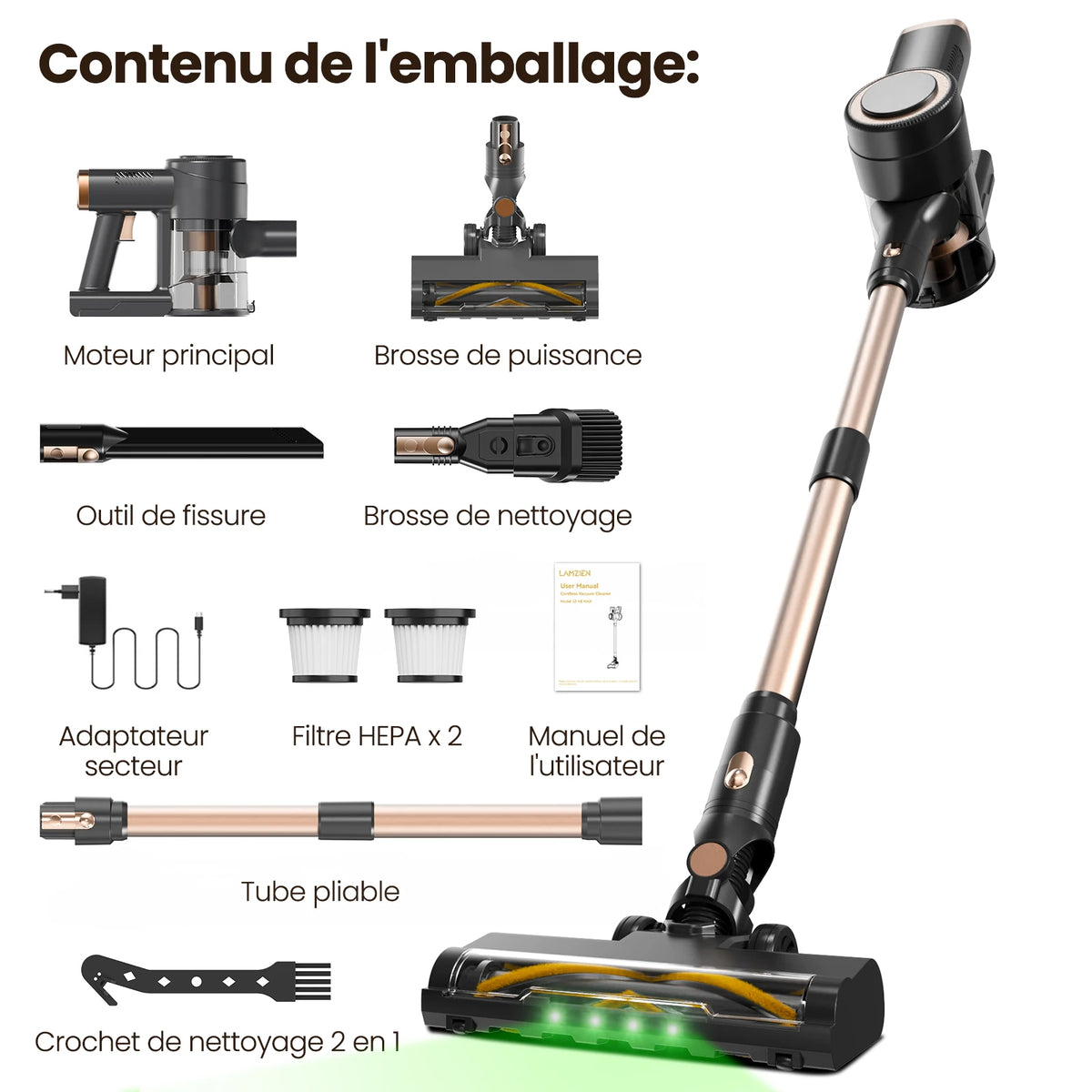 Lamzien V8max Cordless Vacuum Cleaner 55000pa/45min Runtime