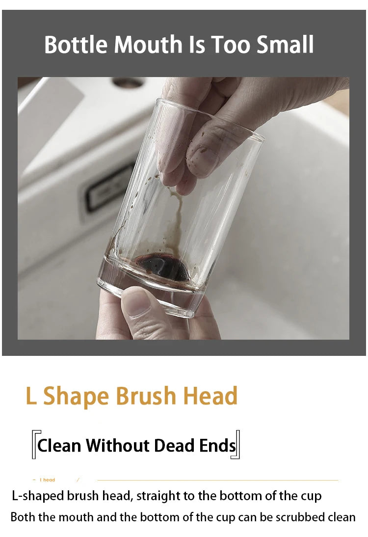 Wooden Bottle Cleaning Brush Long Handle - Glass
