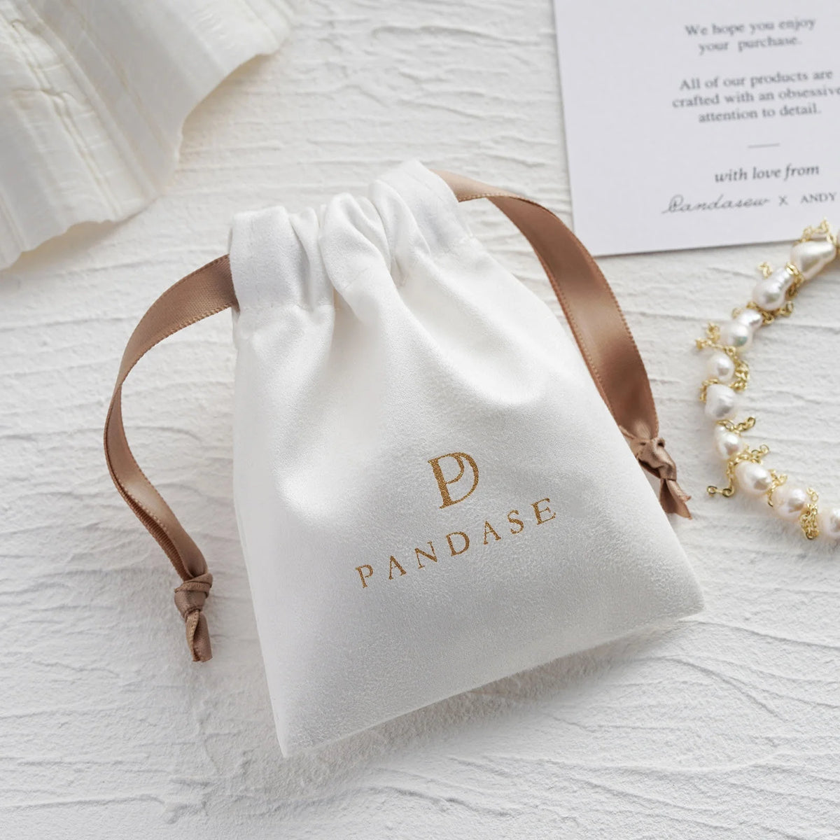 Luxury Suede Jewelry Storage Bag Ribbons Custom Logo
