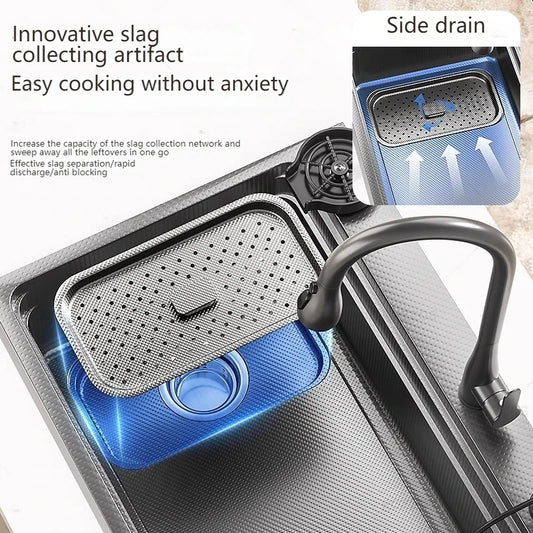 Stainless Steel Sink Gray Large Slot Wash Vegetables