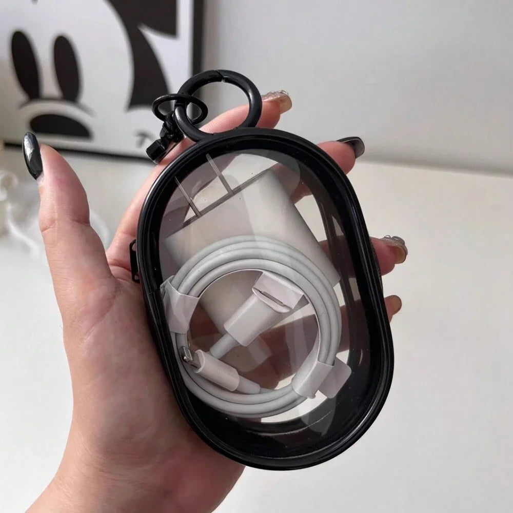 Mini Transparent Storage Bag Zipper Headphone Charger Case
