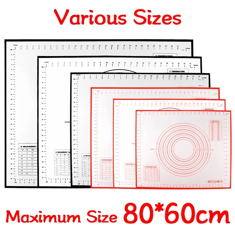 Oversize 80/70/60cm Silicone Baking Mat Rolling Kneading Pad
