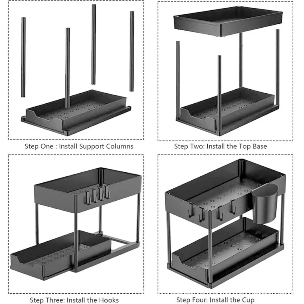 Tier Under Sink Organizer Sliding Cabinet Basket Organizer