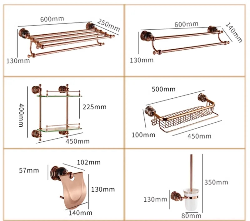 Bathroom Bath Shelf Rose Gold Paper Holder Towel