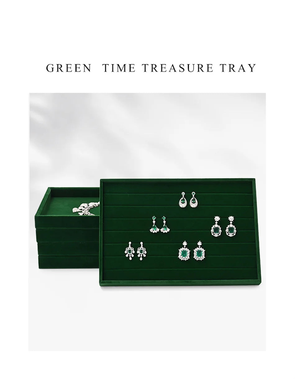 Woodten Green Premium Jewelry Display Tray Velvet Ring