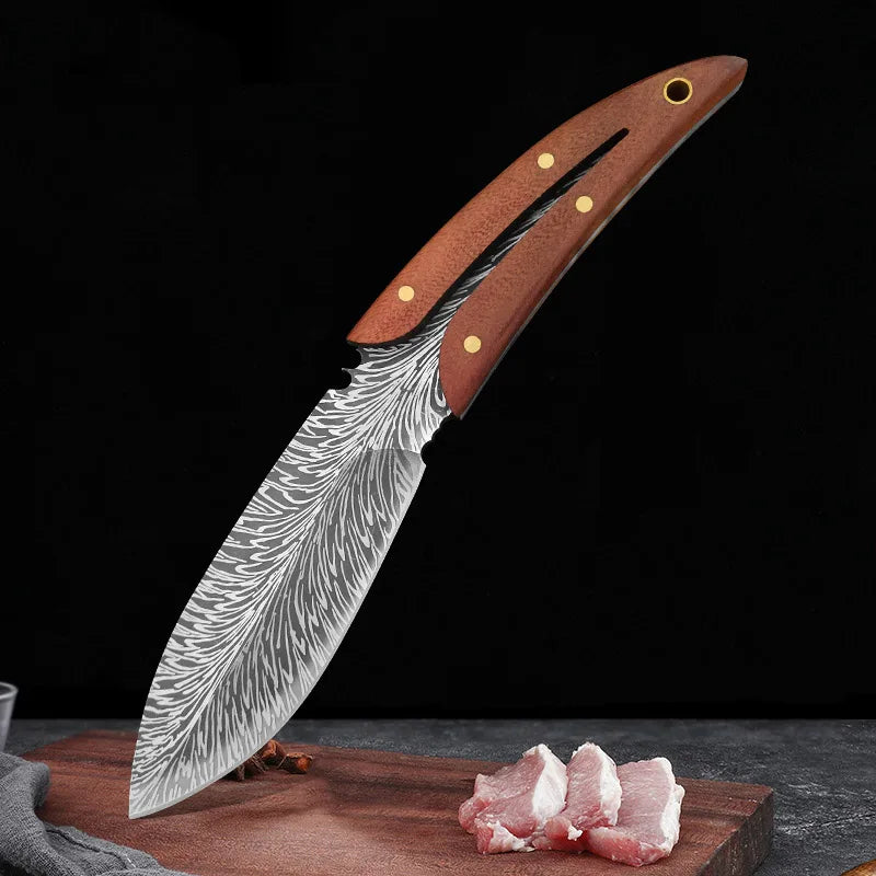 Stainless Steel Chef Knife Professional Boning Cleaver Wood