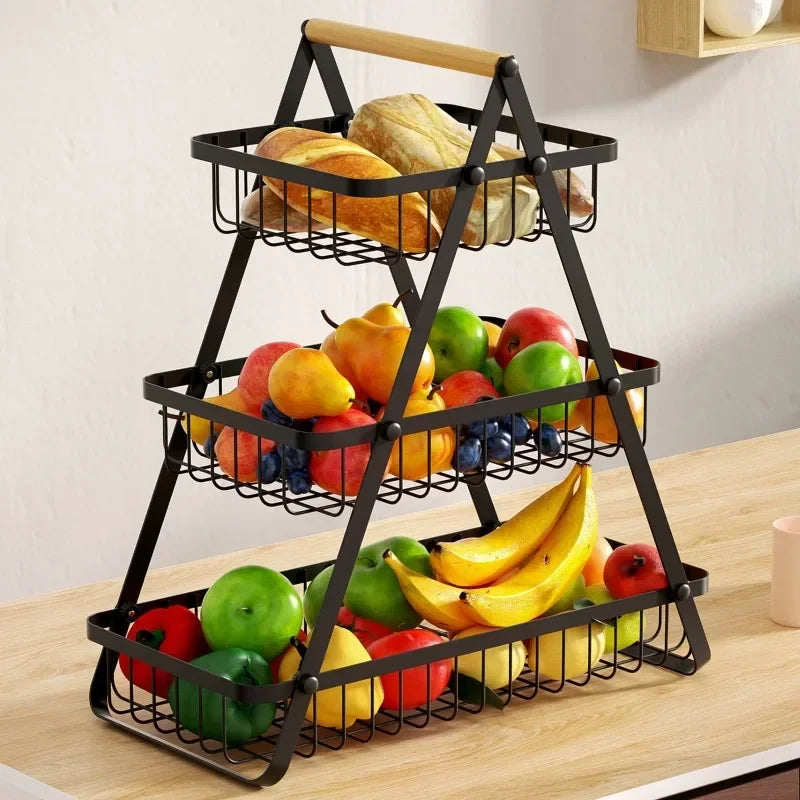 2/3 Tiers Countertop Fruit Basket Fruit Bowl Basket