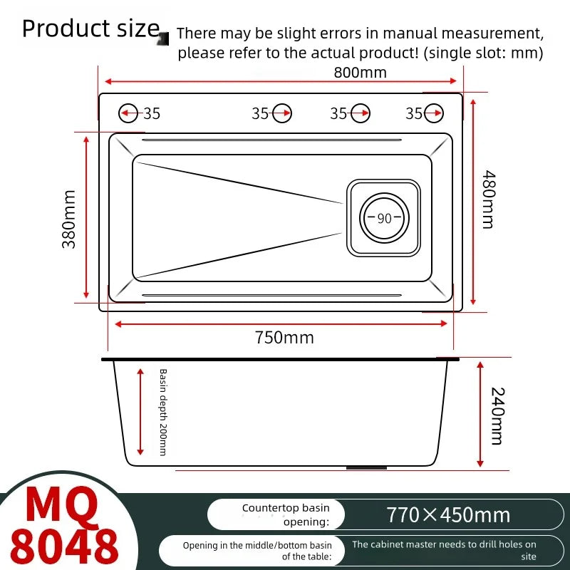 316l Stainless Steel Sink Durable Large Slot Wash